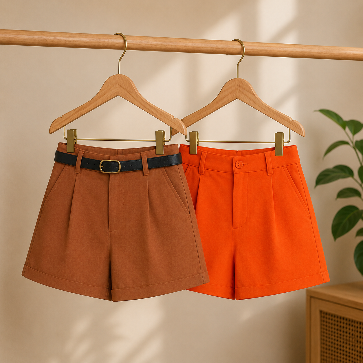women-s-high-waist-casual-shorts-pack-of-2-solid-color-everyday-wear-shorts