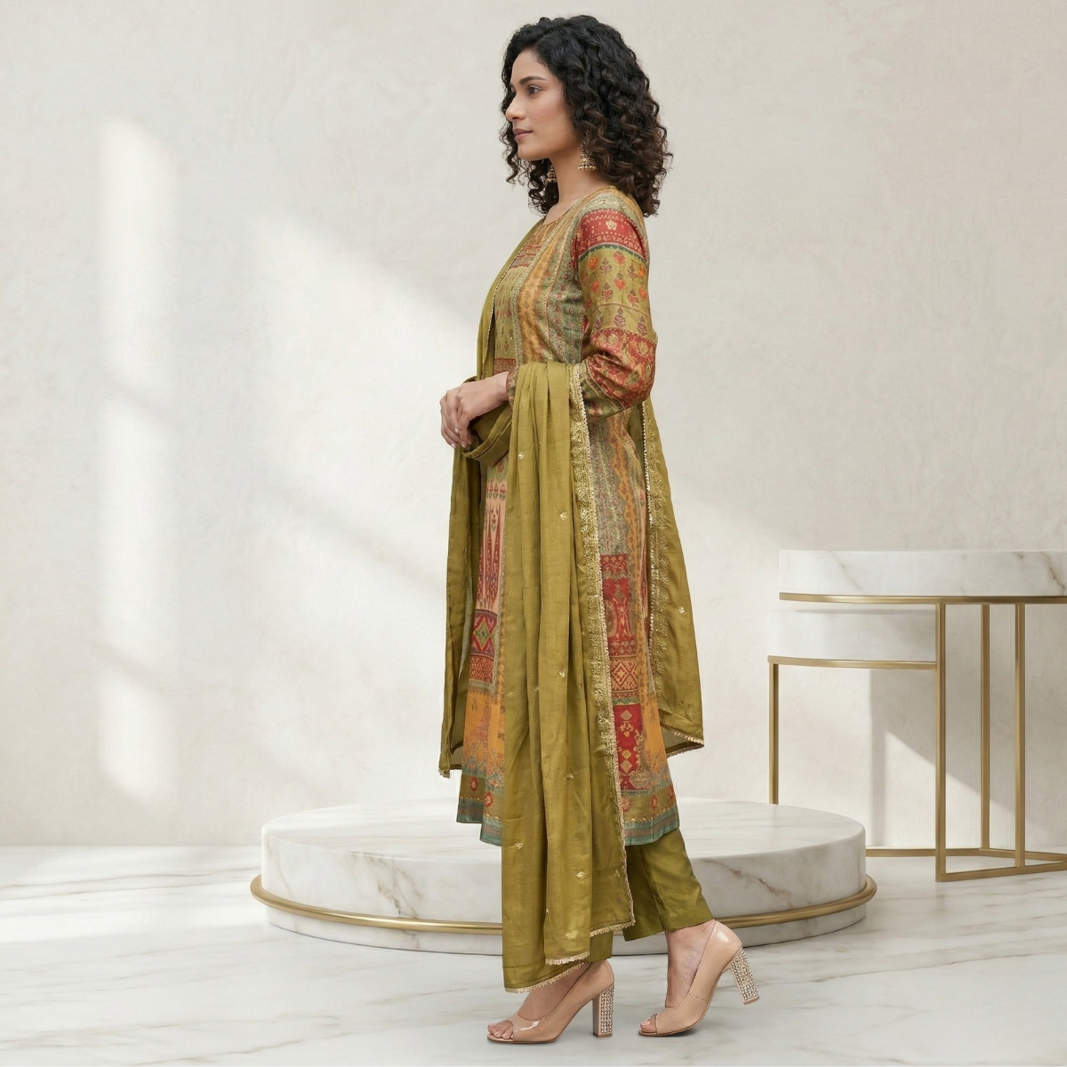 Women's Pack of 3 Pure Cotton Kurtas Pant Set & Dupatta |C-028