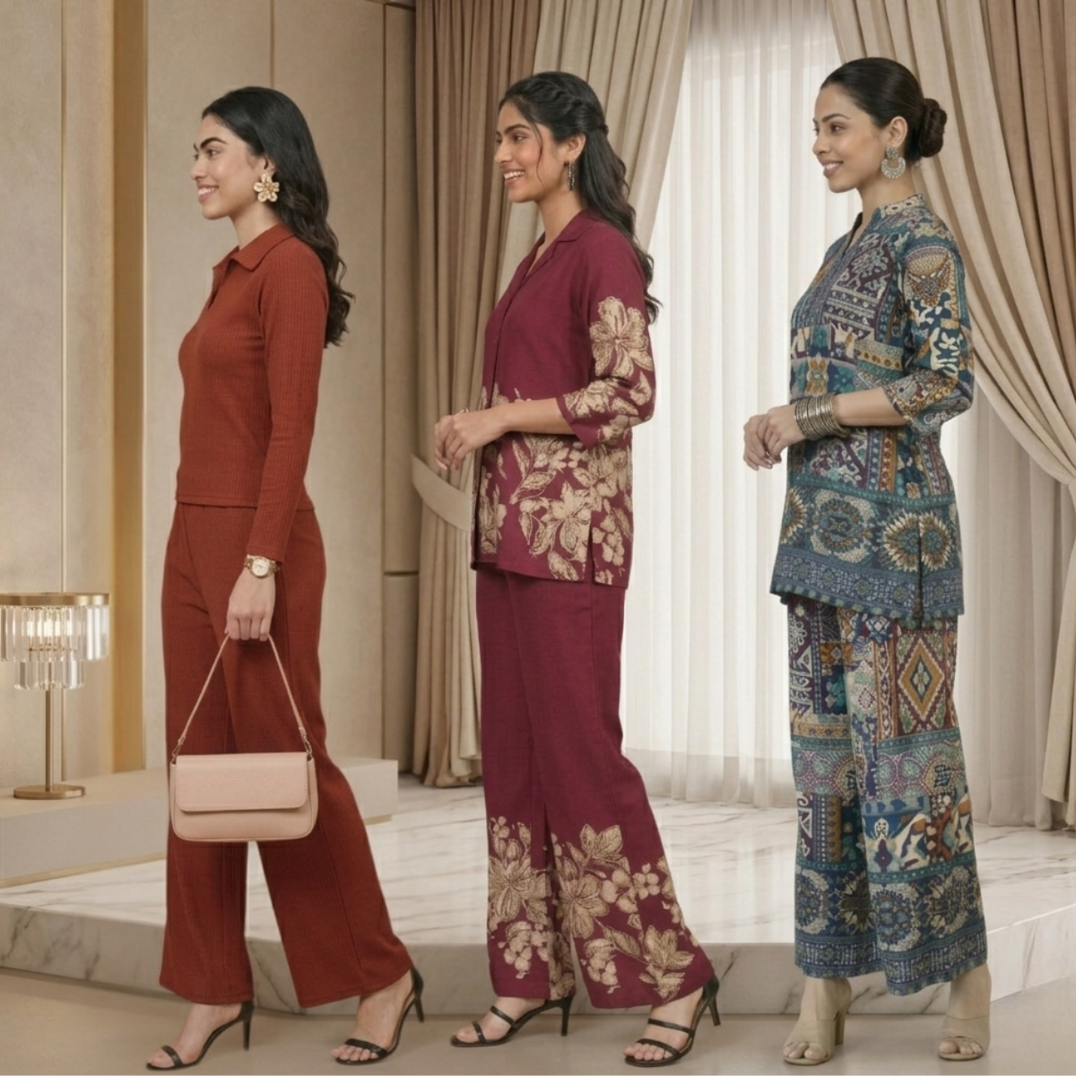 Pack of 3 Women’s Premium Printed Co-Ord Set Combo  (P-05)
