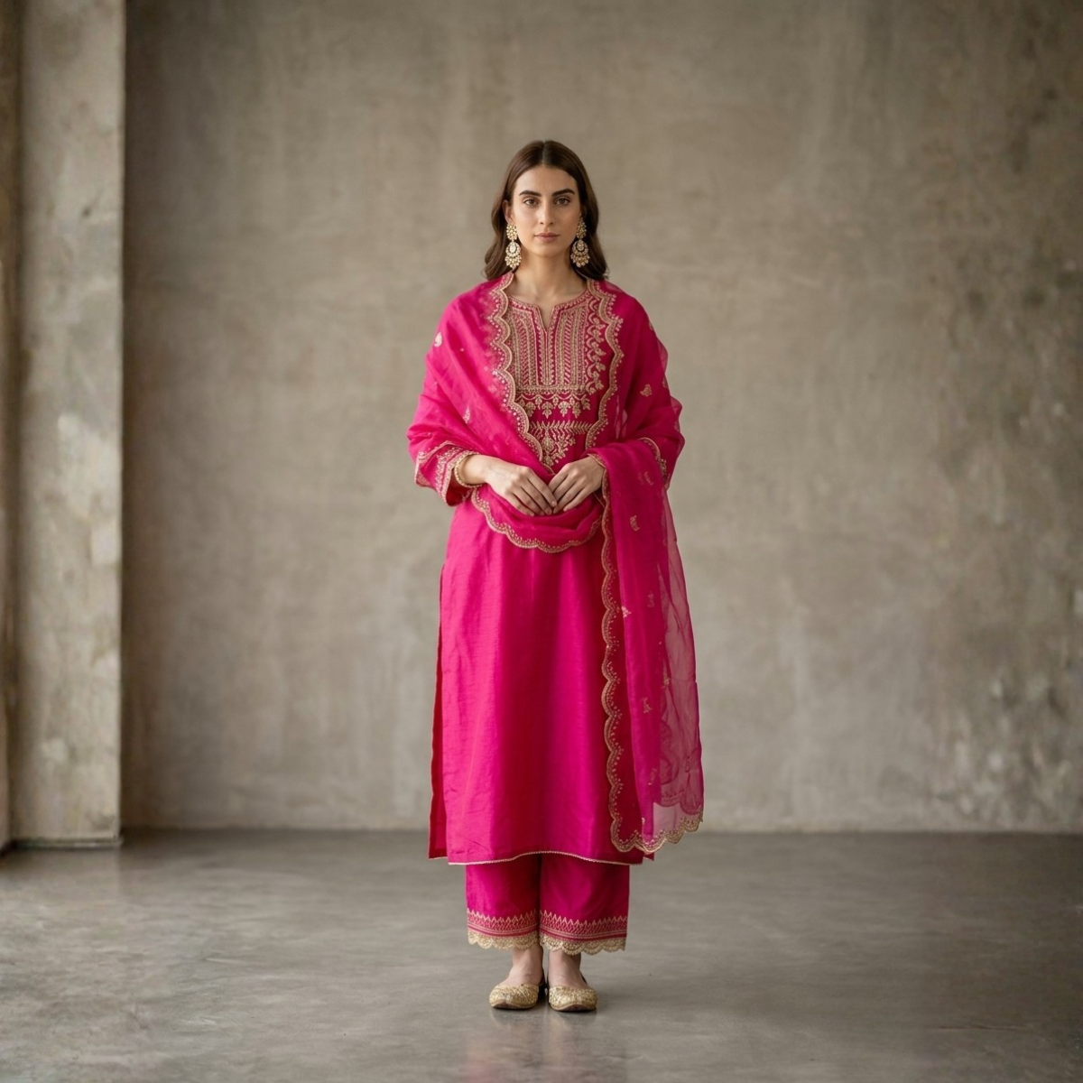 Women's Pack of 3 Pure Cotton Kurtas Pant Set & Dupatta |C-023