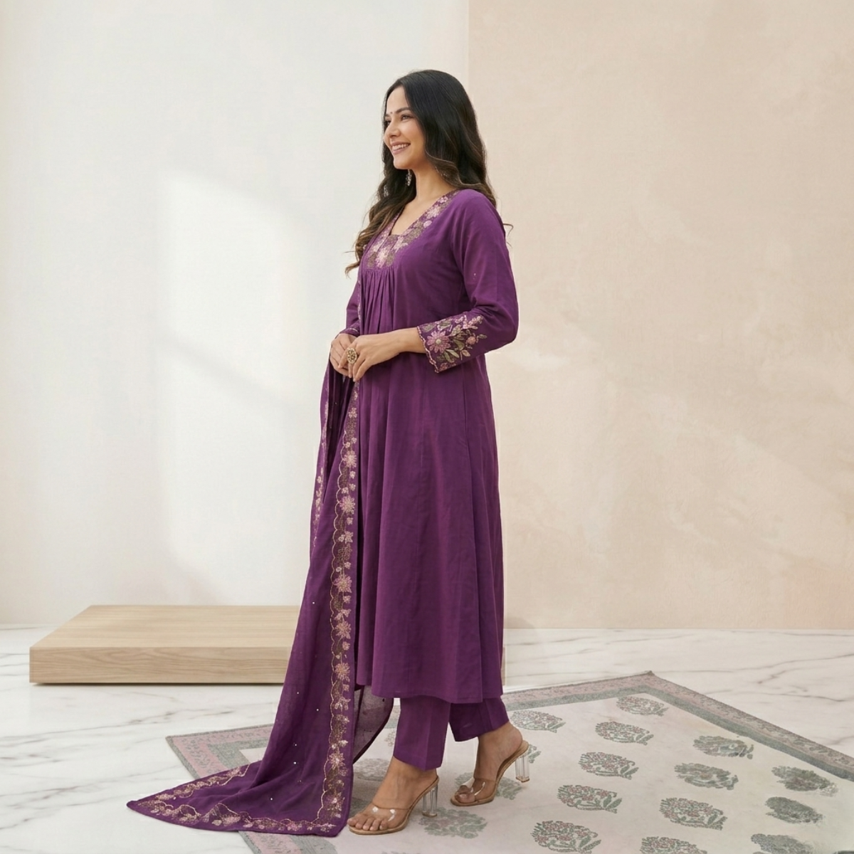 Women's Pack of 3 Pure Cotton Kurtas Pant Set & Dupatta |C-031