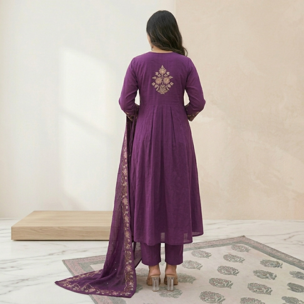 Women's Pack of 3 Pure Cotton Kurtas Pant Set & Dupatta |C-031