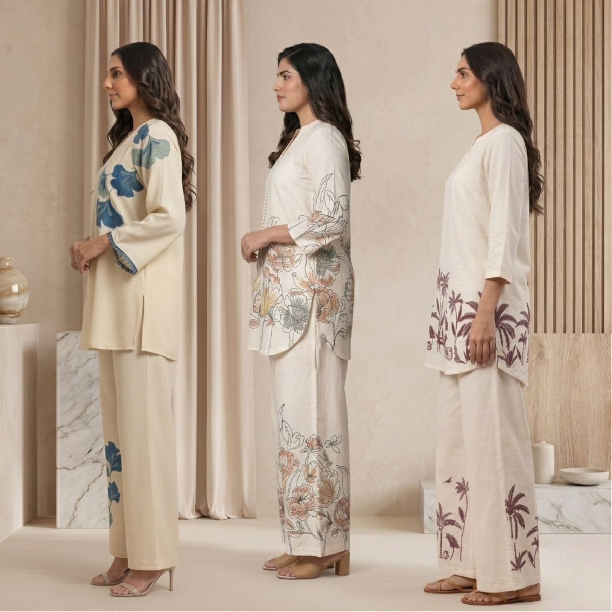 Pack of 3 Women’s Premium Printed Co-Ord Set Combo  (P-01)