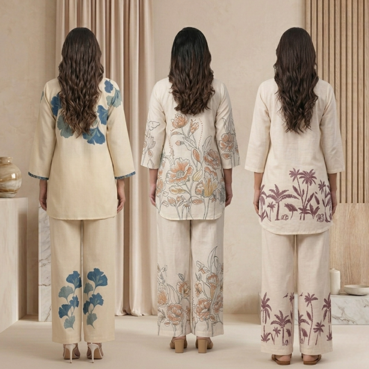 Pack of 3 Women’s Premium Printed Co-Ord Set Combo  (P-01)