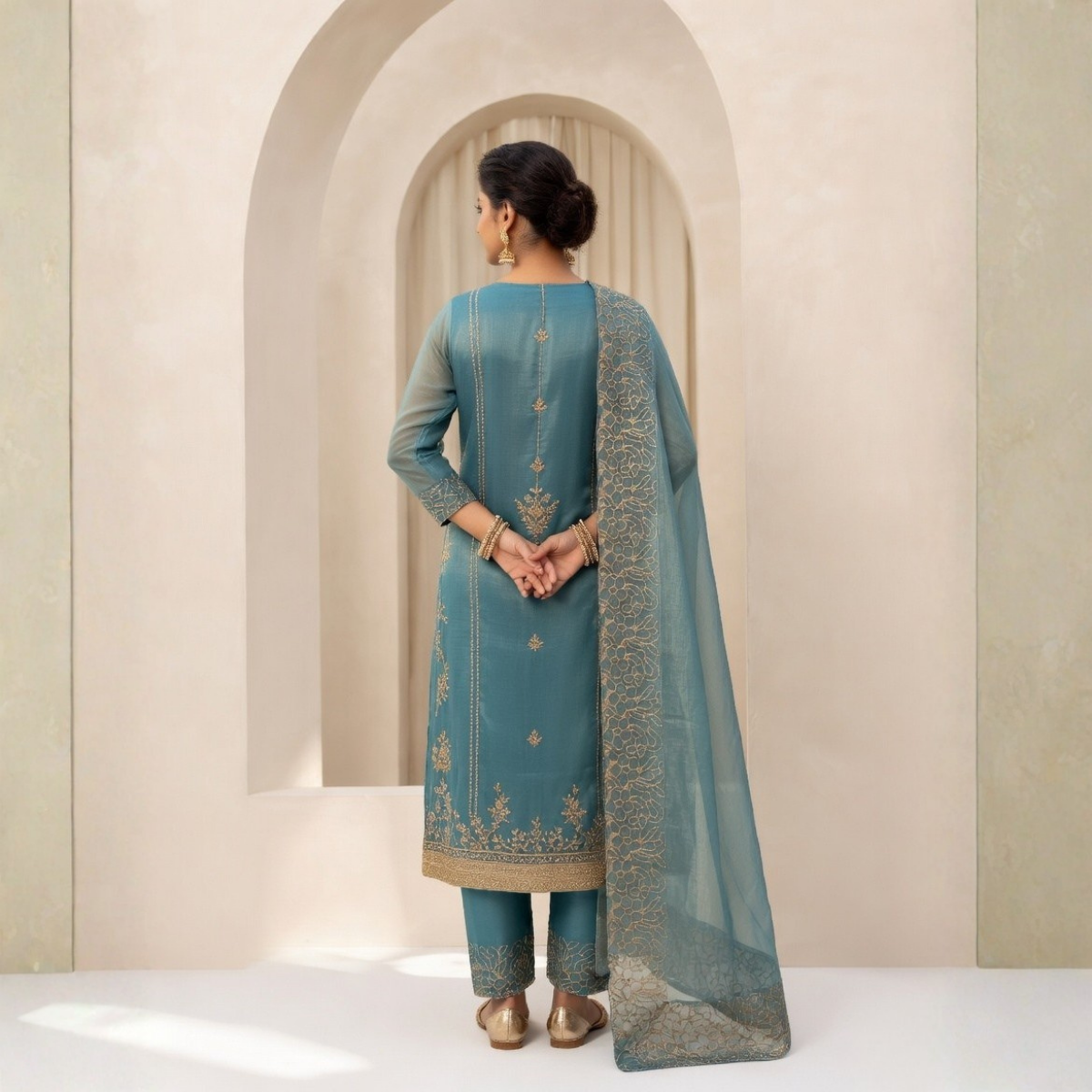 Women's Pack of 3 Pure Cotton Kurtas Pant Set & Dupatta |C-030