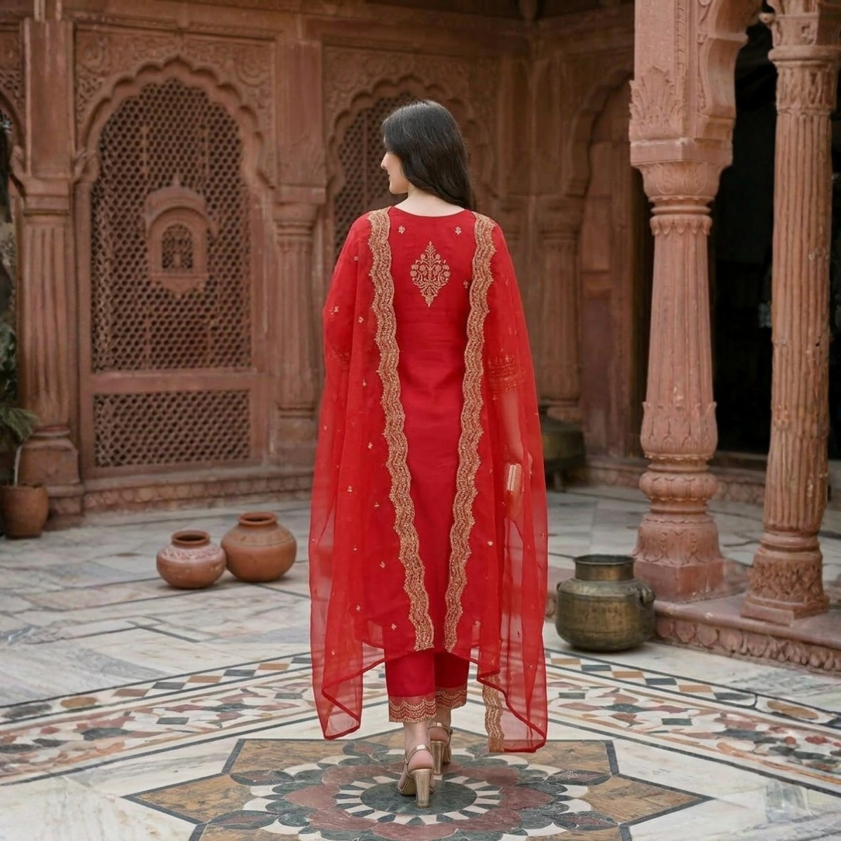 Women's Pack of 3 Pure Cotton Kurtas Pant Set & Dupatta |C-022