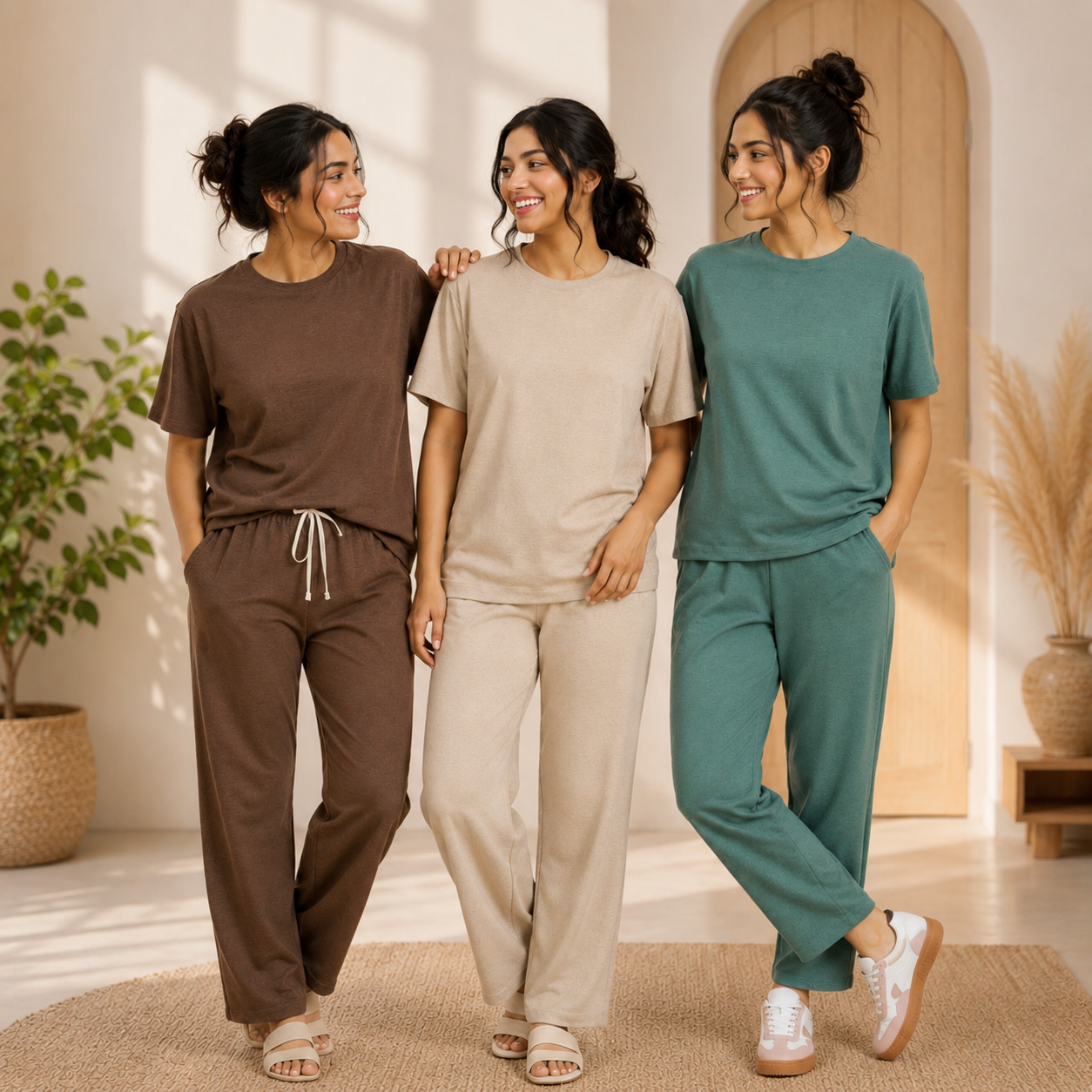 pack-of-3-women-cotton-t-shirt-trouser-set
